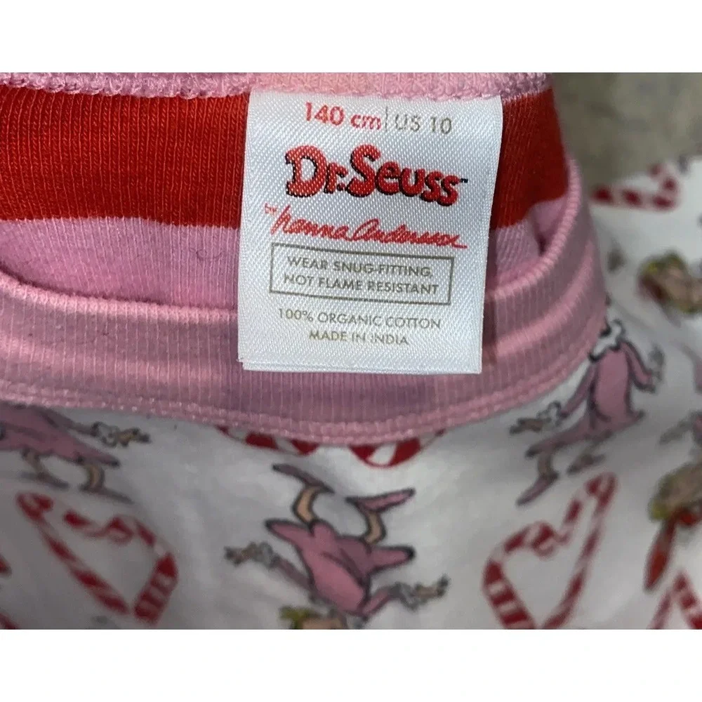 Dr Seuss Hanna Anderson Grinch Christmas Pajama Top Shirt Cindy Lou‎ Girls Sz 10